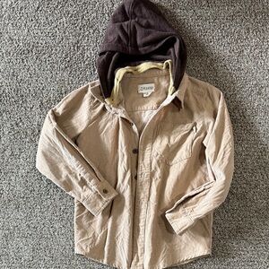 Me&Henry Tan Hooded Button-Up Shirt